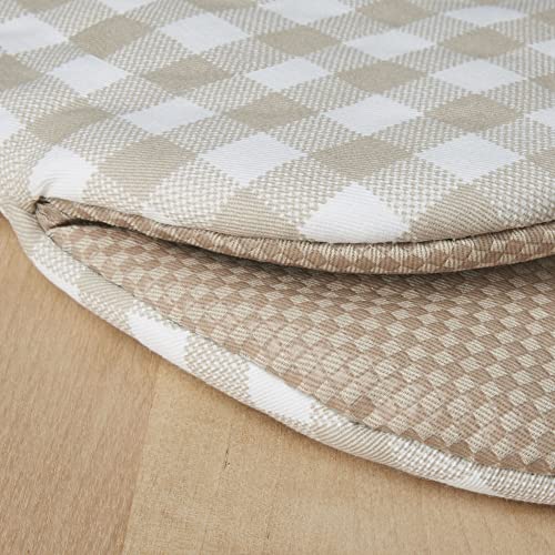 KitchenAid Gingham Mini Oven Mitt Set 2-Pack, Milkshake Tan, 5.5x8